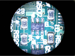 Field of view for an optical microscope when observing through the eyepiece