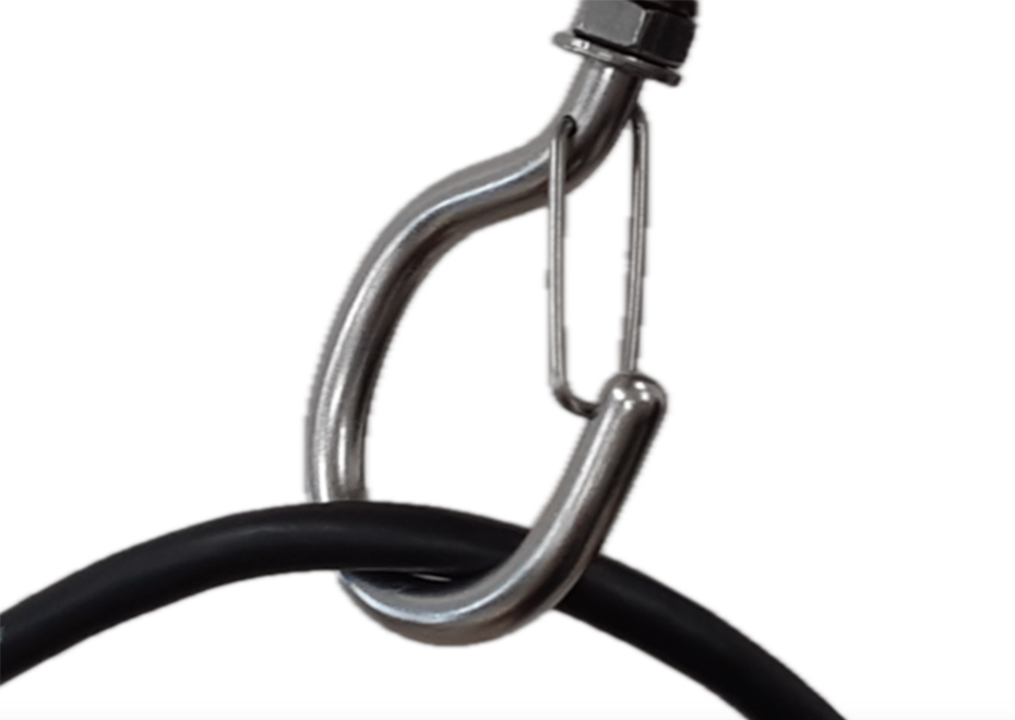 Cable hook keeps cords.